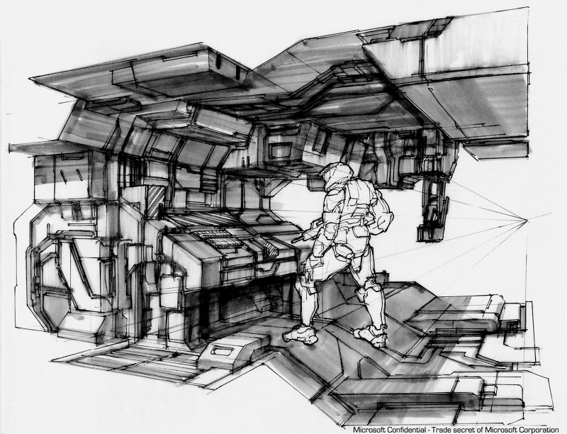 Illustration for article titled This Halo Concept Art is so Old it's Drawn on Paper